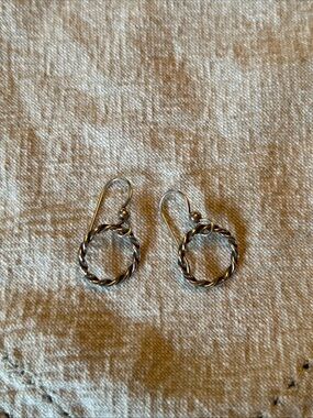 Sterling Silver Twisted Hoop Drop Earrings - Silver